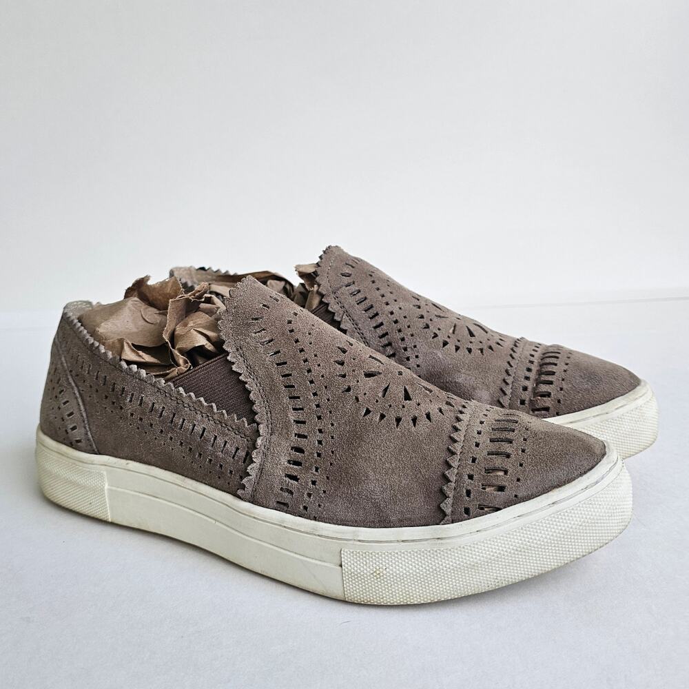 Seychelles So Nice Size 10 Mushroom Brown Suede Sneakers Slip On Shoes Leather